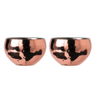 Copper Hammered Double Walled Bowl 25cl - Set of 2