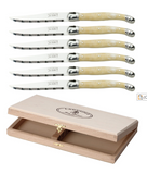 Laguiole Horn Handle Serrated Steak Knife - Presentation Box of 6