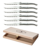 Laguiole Stainless Steel Handle Serrated Steak Knife - Presentation Box of 6