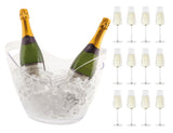 Soiree Acrylic Multi Bottle Bucket & 12 Power Champagne Flutes
