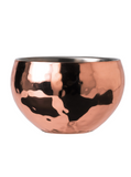 Copper Hammered Double Walled Bowl 25cl - Set of 2