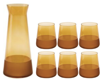LUCA Carafe 1.145Lt with 6 Tumblers 380ml - Matt Amber