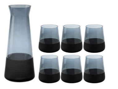 LUCA Carafe 1.145Lt with 6 Tumblers 380ml - Matt Grey