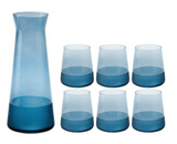 LUCA Carafe 1.145Lt with 6 Tumblers 380ml - Matt Blue
