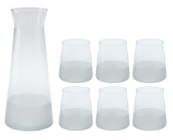 LUCA Carafe 1.145Lt with 6 Tumblers 380ml - Matt Frosted White