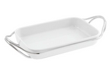 Sambonet Living Rectangular Porcelain Dish with Stainless Steel Holder