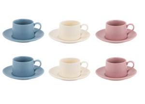 Zafferano Levante Espresso Cup and Saucer (Set of 6) - MIxed Colours