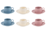Zafferano Levante Espresso Cup and Saucer (Set of 6) - MIxed Colours