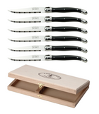 Laguiole Black Handle Serrated Steak Knife - Presentation Box of 6