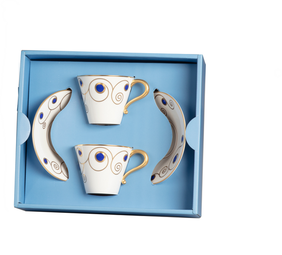 Elia Jewel Blue/Gold Tea Cup & Saucer Gift Box