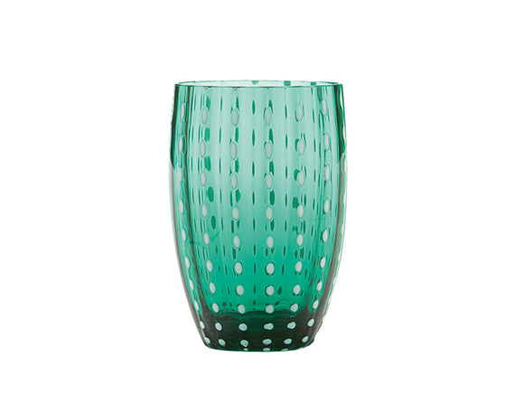 Zafferano Perle Tumbler Glass Green 320ml, Set of 6