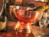 Soiree Hammered Copper Champagne Bowl & 12 Trumpet Flutes