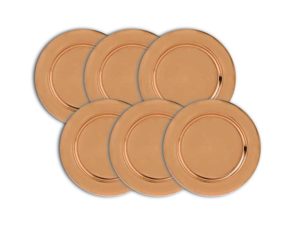 Charger Plate 33cm, Copper, Set of 6